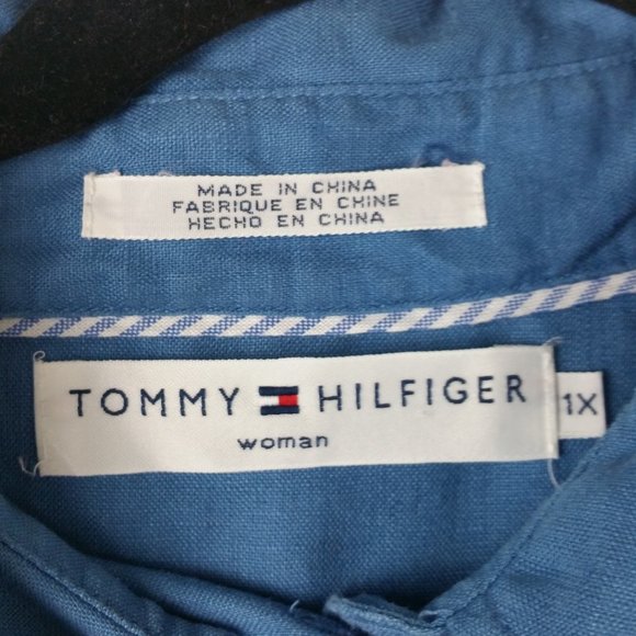 Tommy Hilfiger Linen Collared Long Sleeves Button Up Shirt Top - Picture 8 of 13